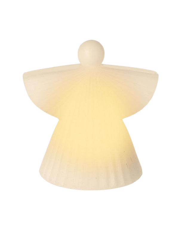 White ceramic angel figurine on a white background