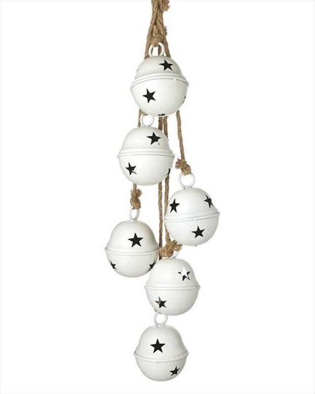 White Rustic Round Hanging Metal Bell Garland