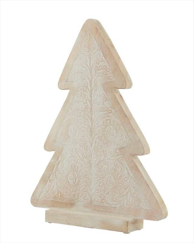 Decorative white Christmas tree-shaped candle on a white background