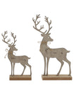 Rustic Metal Reindeer On Wood Stand