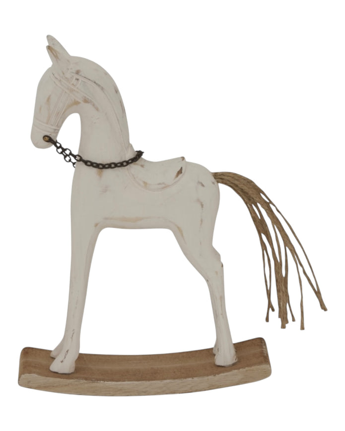 Whitewashed Rustic Rocking Horse