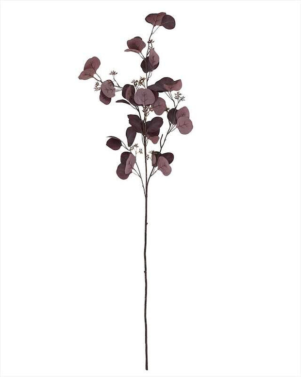 Artificial Burgundy Flat Leaf Eucalyptus Stem