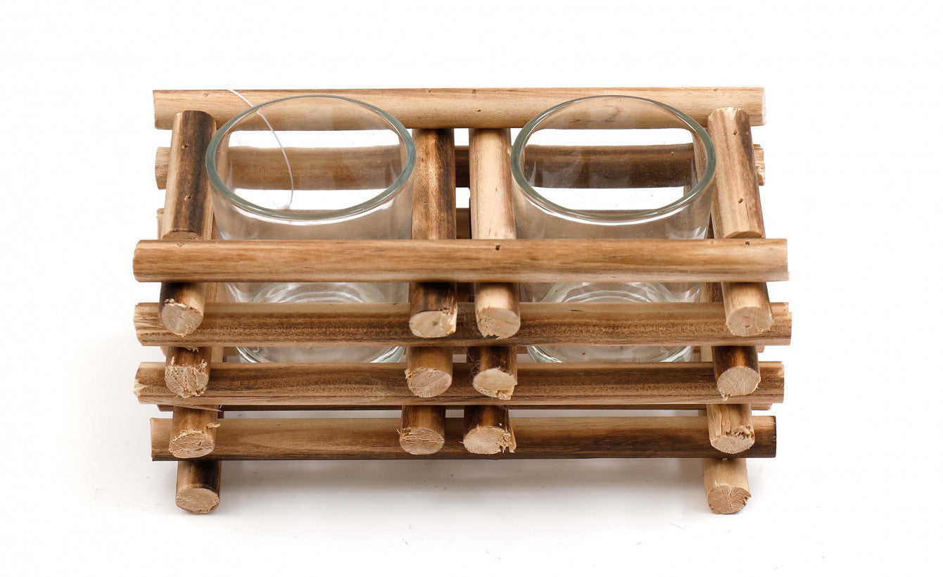 Wooden Coastal Tealight Candle Holder
