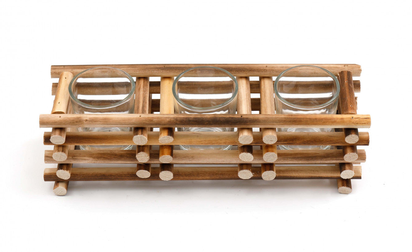 Wooden Coastal Tealight Candle Holder