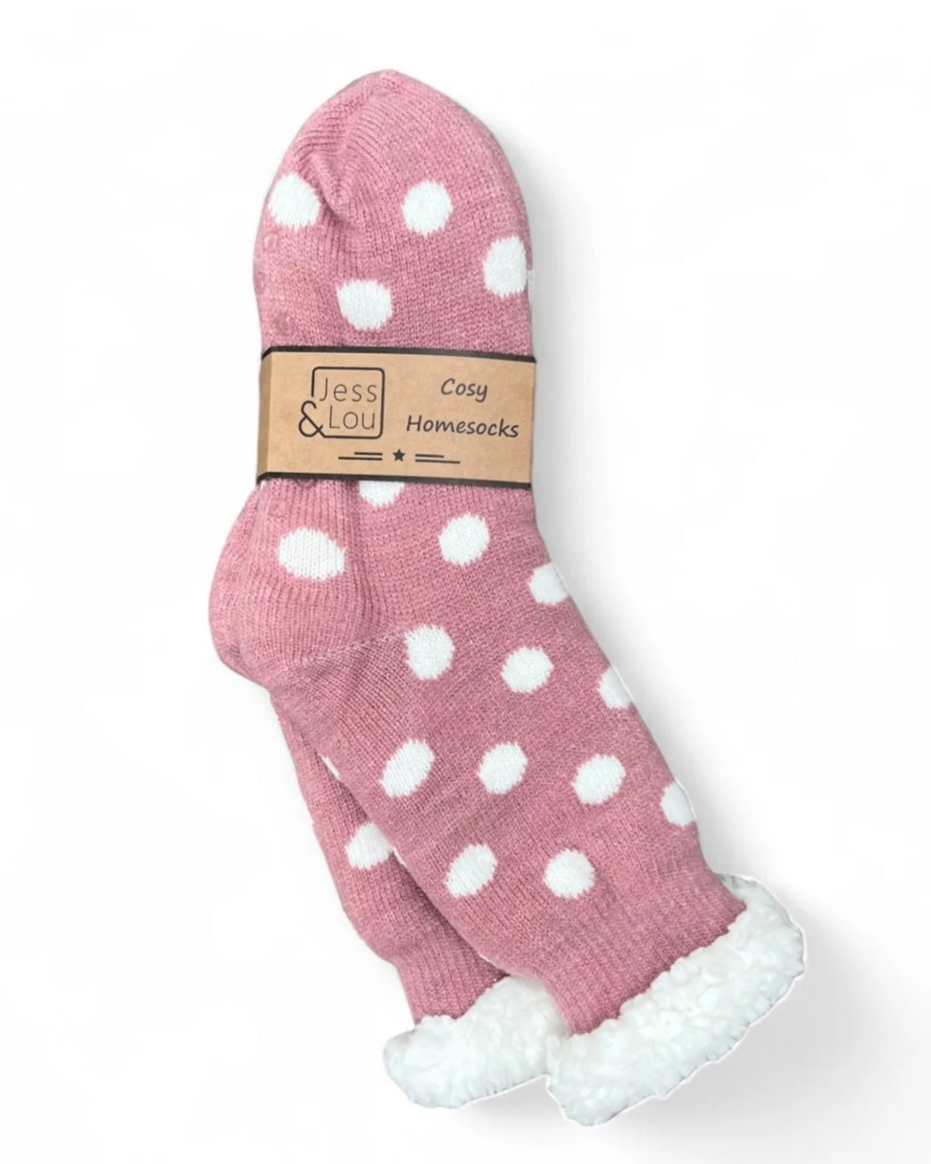 Cosy Slipper Socks - Pink Polka Dot