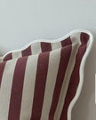 Chloe Burgundy Square Stripe Scalloped Cushion Cover