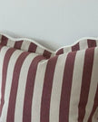 Chloe Burgundy Square Stripe Scalloped Cushion Cover