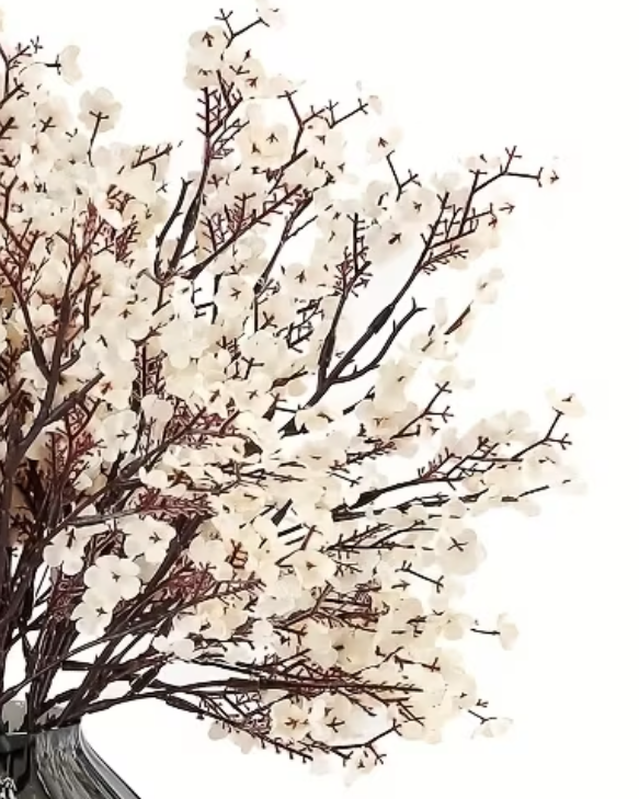 Artificial Vintage Cream And Brown Gypsophelia Stems - Standard Set Of 5