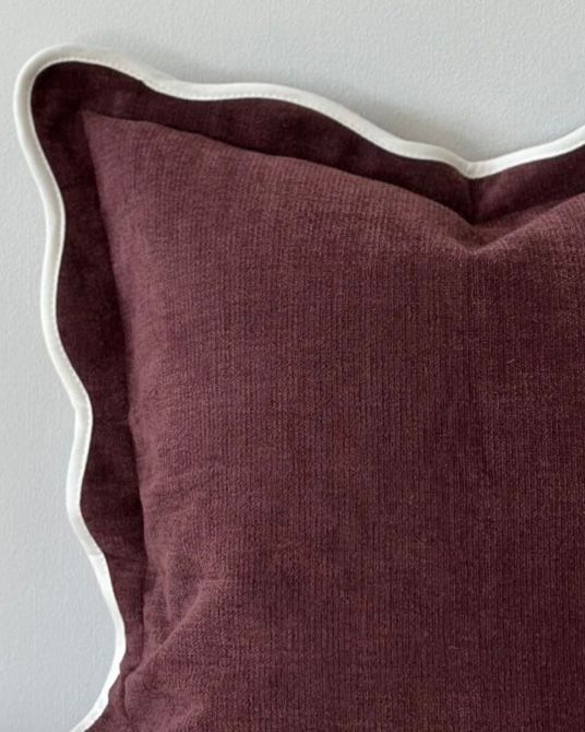 Chloe Burgundy Square Scalloped Cushion Cover