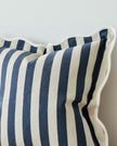 Chloe Navy Blue Square Stripe Scalloped Cushion Cover