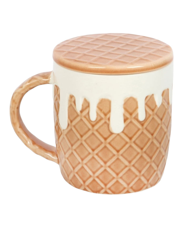 Caramel Waffle Mug With Lidded Coaster