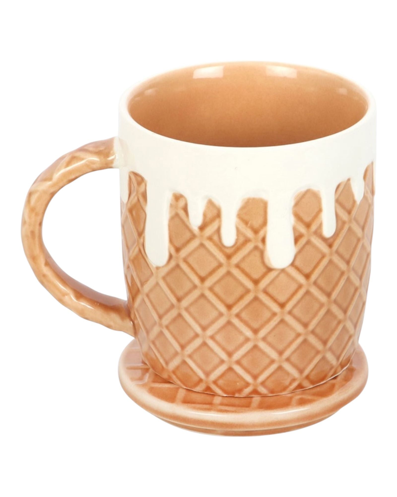 Caramel Waffle Mug With Lidded Coaster