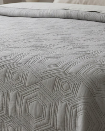 Dorchester Grey Geometric Quilted Bedspread