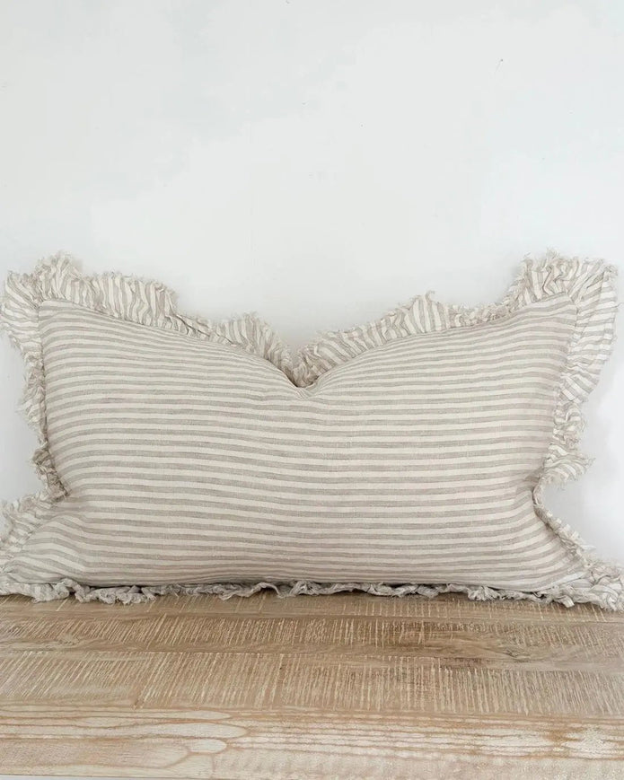 Hallie Natural Beige Pinstripe Cushion Cover