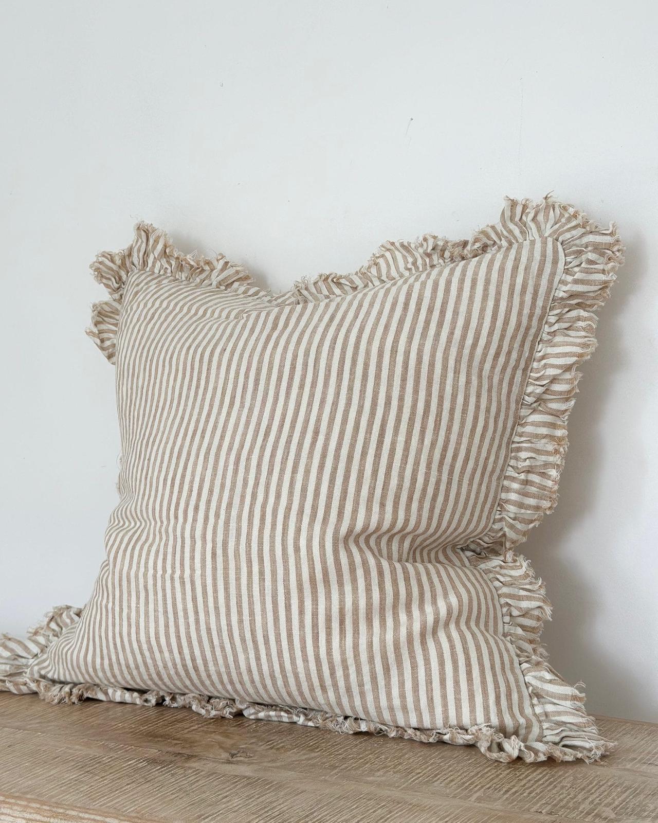 Hallie Light Brown Stripe Cushion Cover