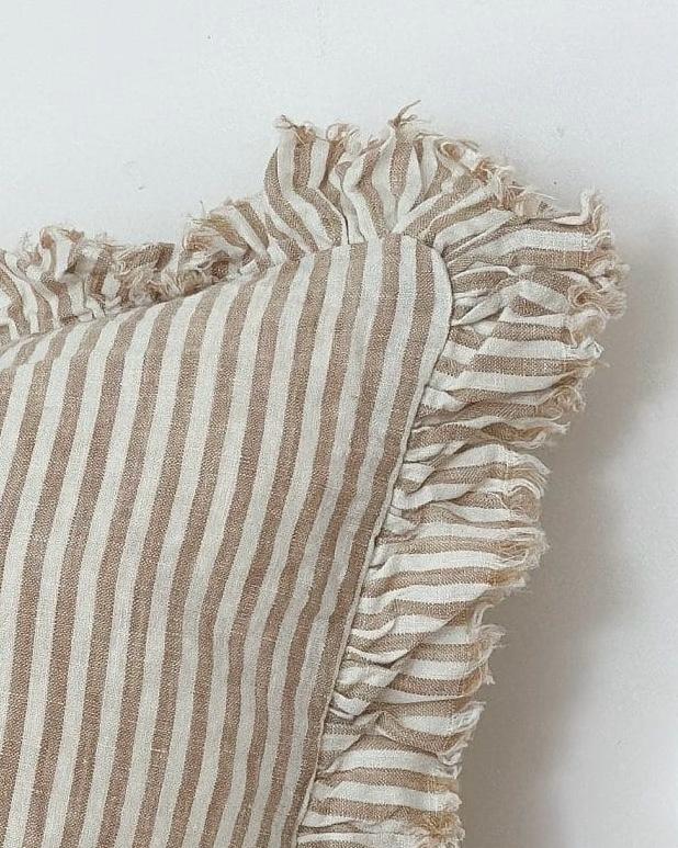 Hallie Light Brown Stripe Cushion Cover