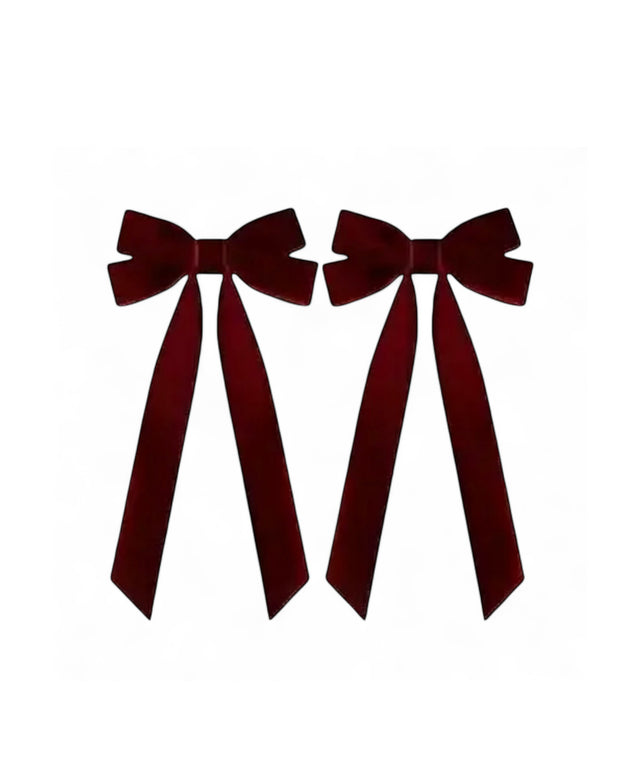 Burgundy Velvet Bows - Set of Two