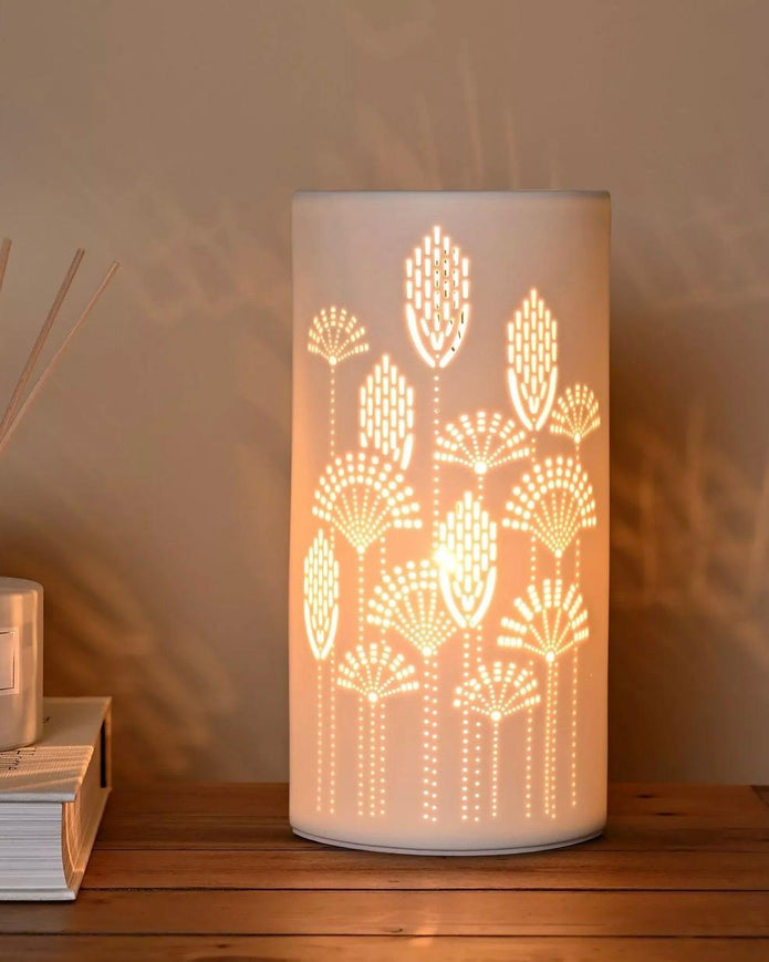 White Ceramic Loire Abstract Flower Ceramic Lamp