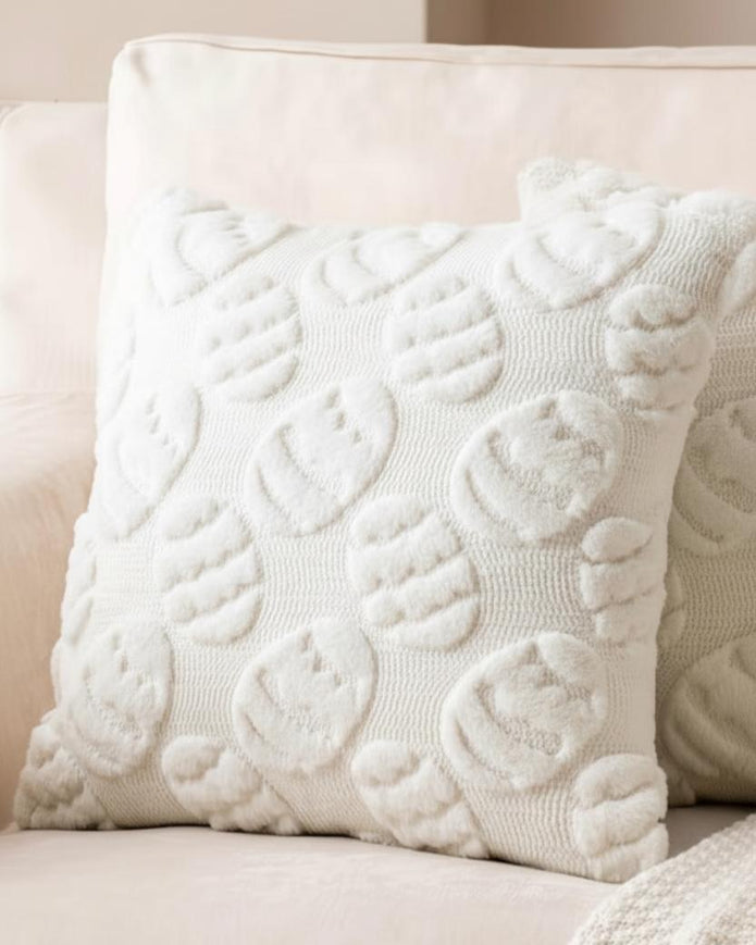 White Furry Egg Cushion Cover