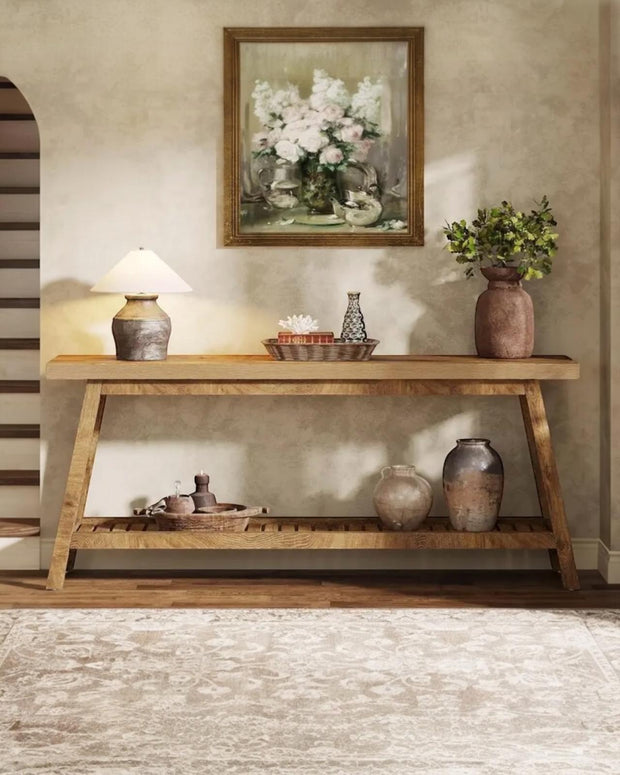 Rustic Natural Extra Large Wood Effect Console Table - PRE ORDER UP TO 14 DAYS DELIVERY