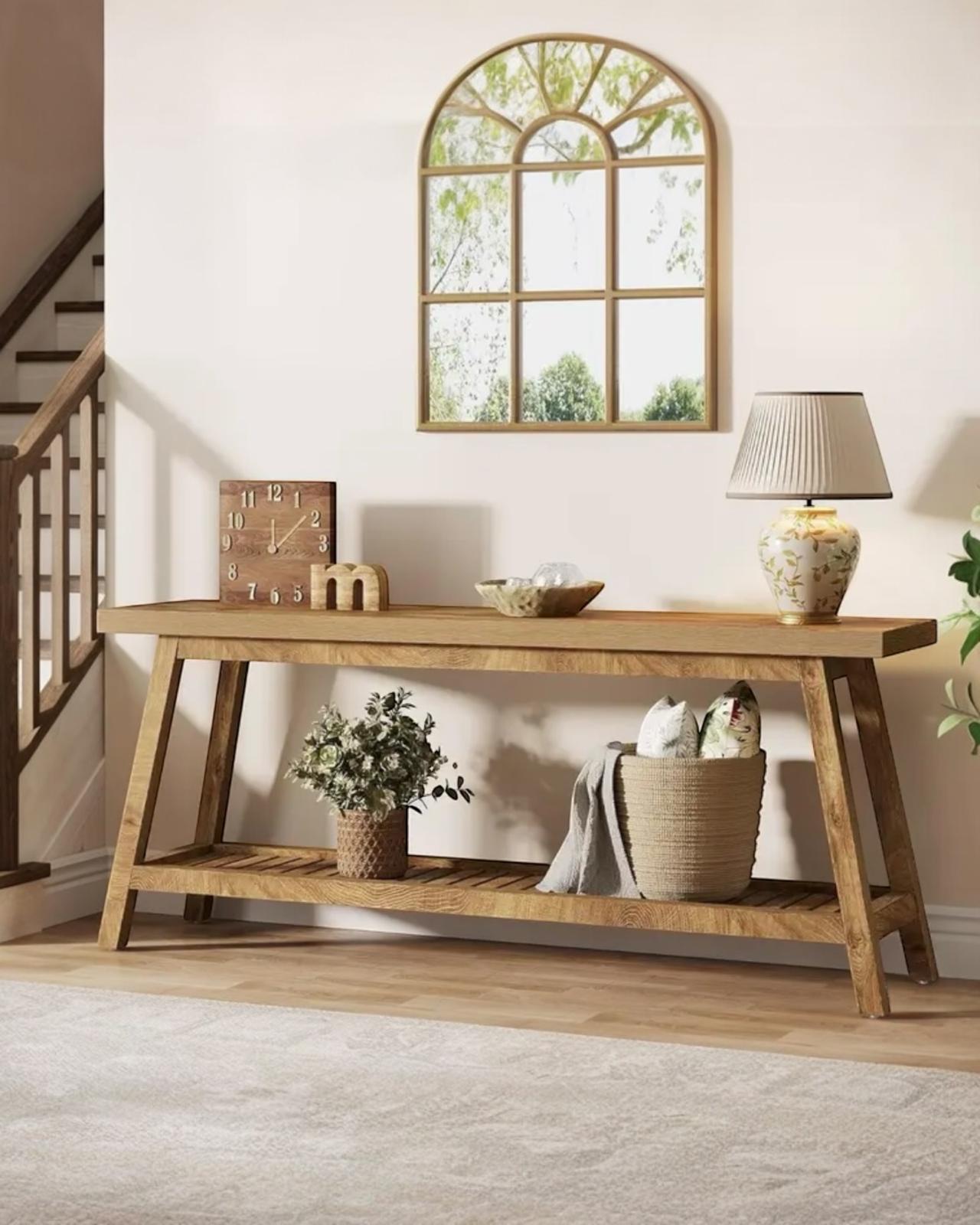 Rustic Natural Extra Large Wood Effect Console Table - PRE ORDER UP TO 14 DAYS DELIVERY