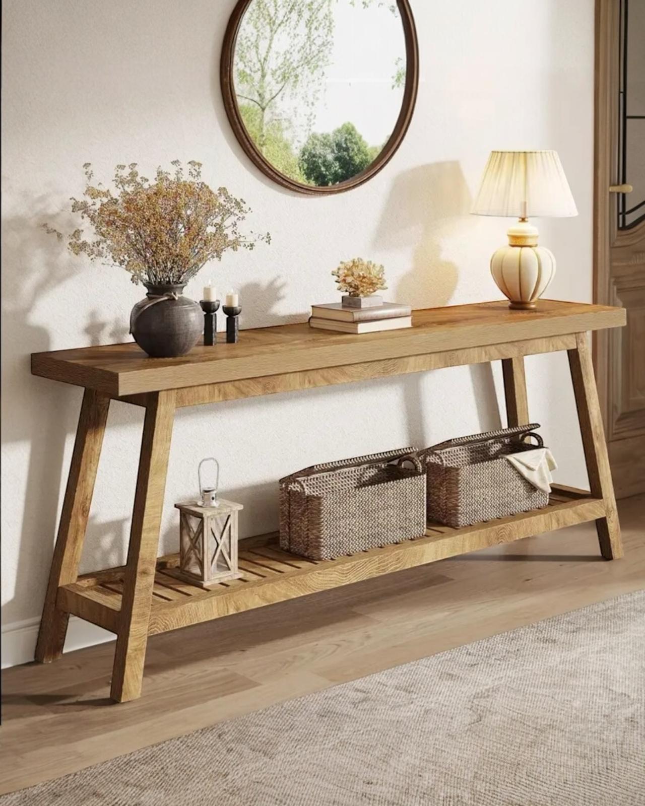 Rustic Natural Extra Large Wood Effect Console Table - PRE ORDER UP TO 14 DAYS DELIVERY