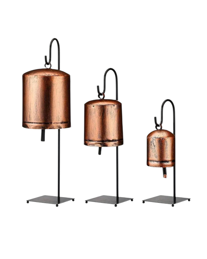 Rustic Metal Hanging Bells With Stand