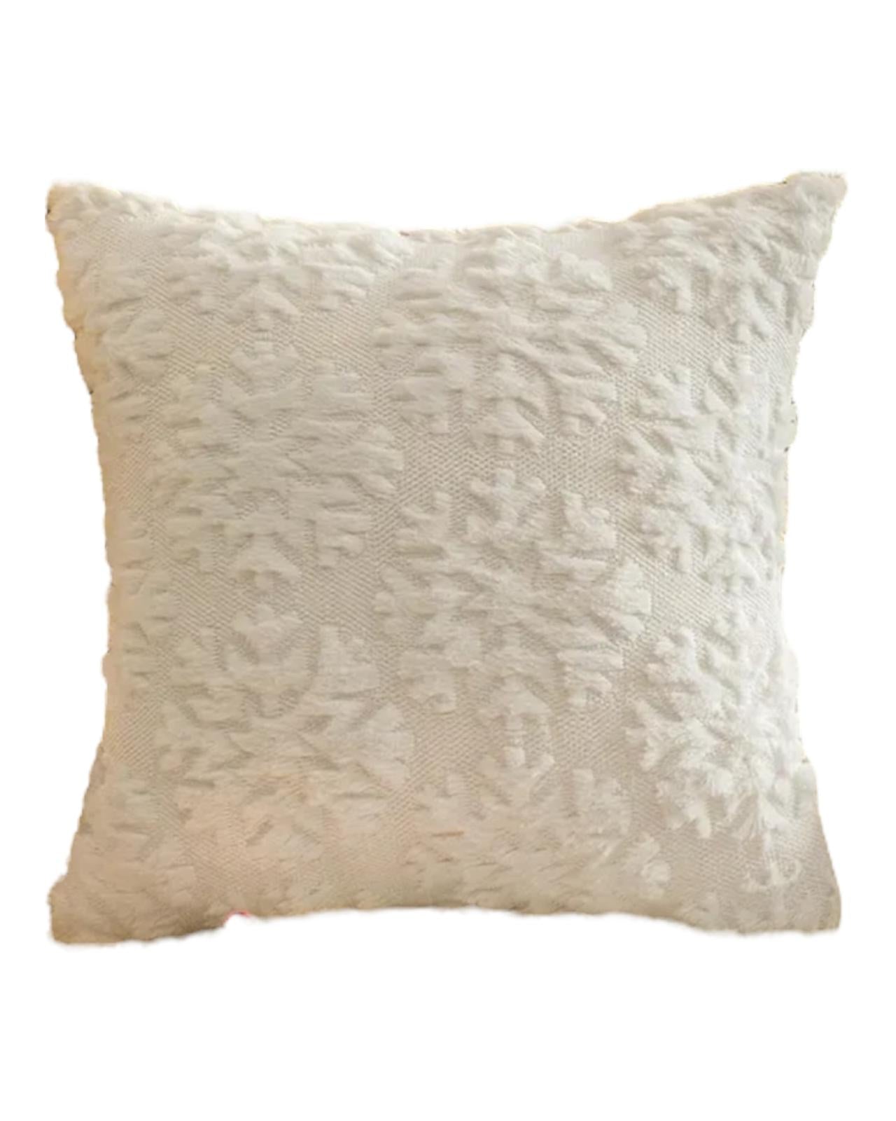 Cream Chenille Snowflake Cushion Cover