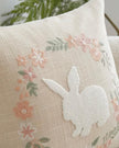 Beige Embroidered Bunny Rabbit Cushion Cover