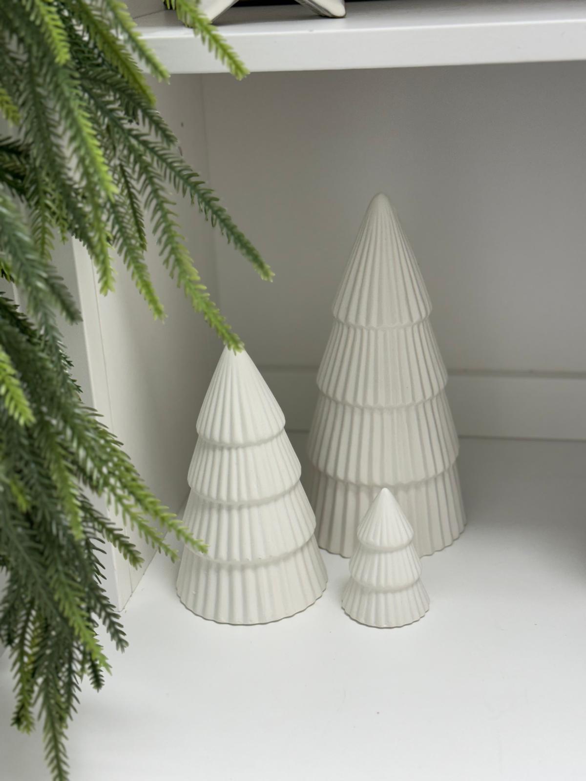 Ribbed Matt White Ceramic Christmas Tree