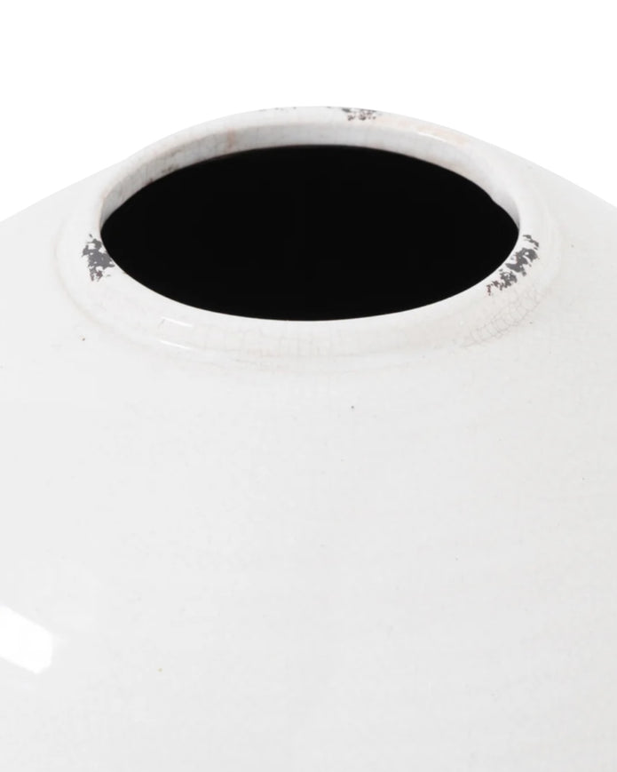 Tiber Glazed White Stone Vase