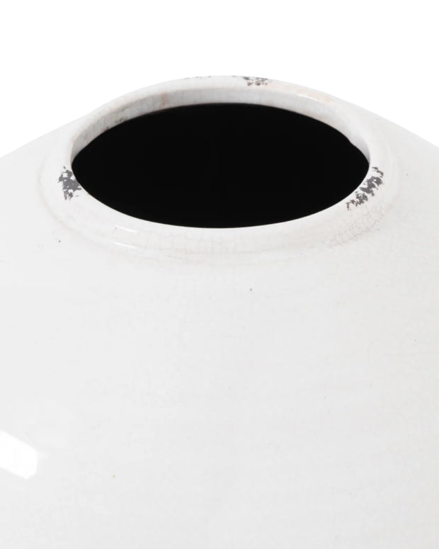 Tiber Glazed White Stone Vase