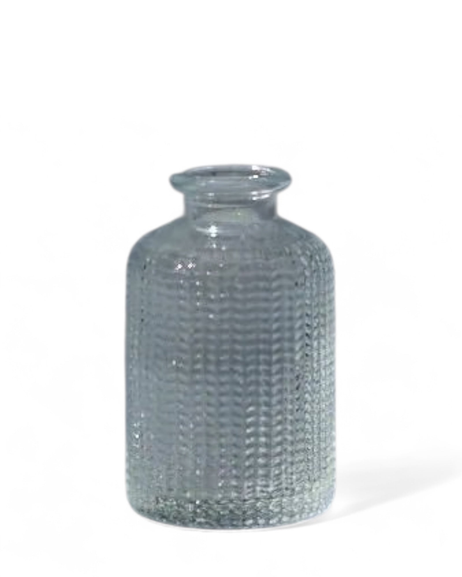 Clear Dimpled Glass Bottle Bud Vase