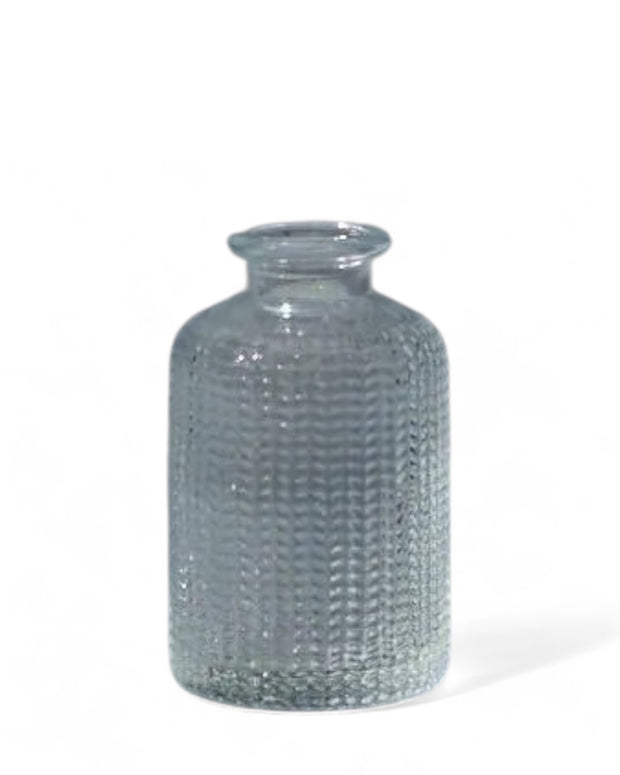 Clear Dimpled Glass Bottle Bud Vase
