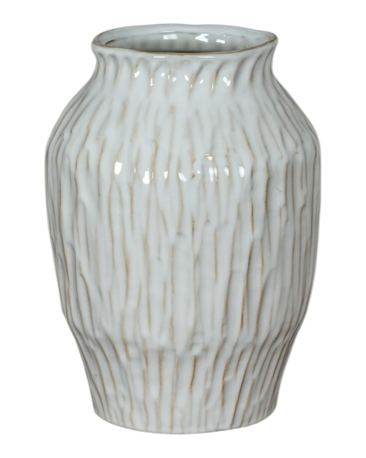 Numa round glazed vase by Hill Interiors featuring a smooth, glossy finish and a modern, rounded shape.