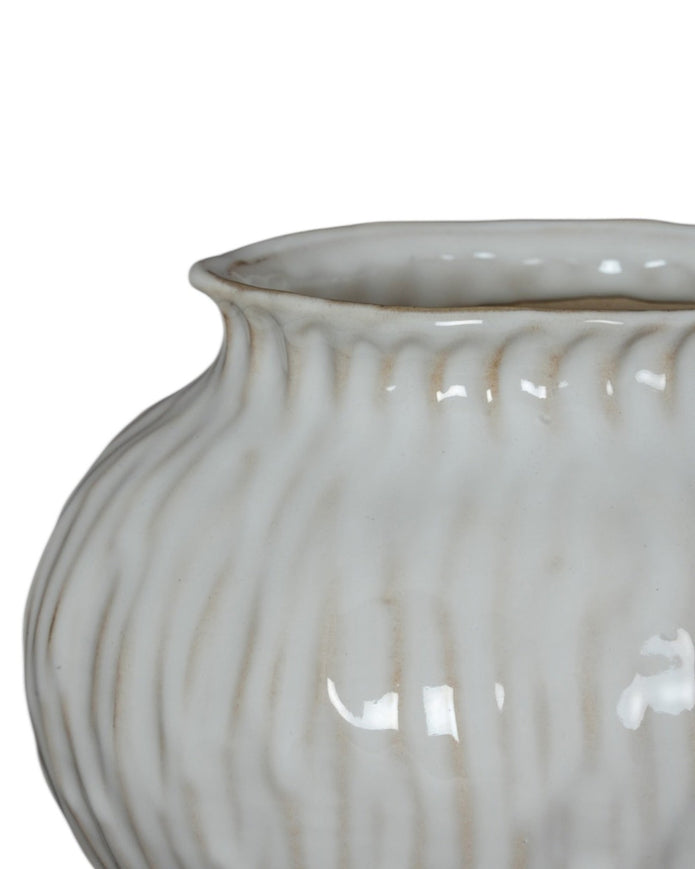 Numa round glazed vase by Hill Interiors, featuring a smooth, glossy finish and a rounded shape perfect for floral arrangements.