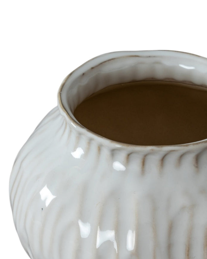Numa round glazed vase by Hill Interiors, featuring a smooth, glossy finish and elegant shape, perfect for decorative or floral display.