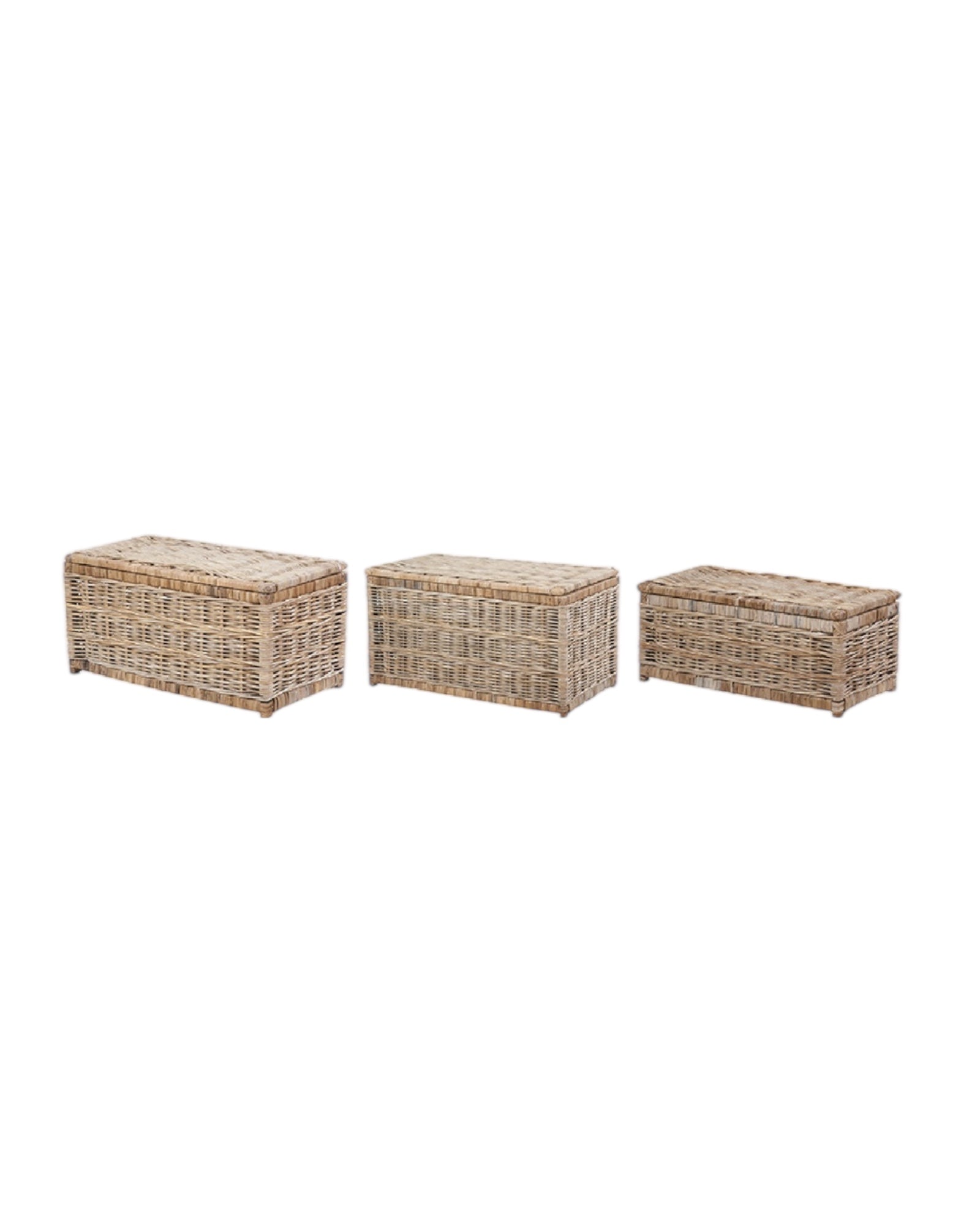 Natural Kubu rattan basket storage trunk by Pacific Lifestyle Ltd, showing woven rattan design and sturdy structure.