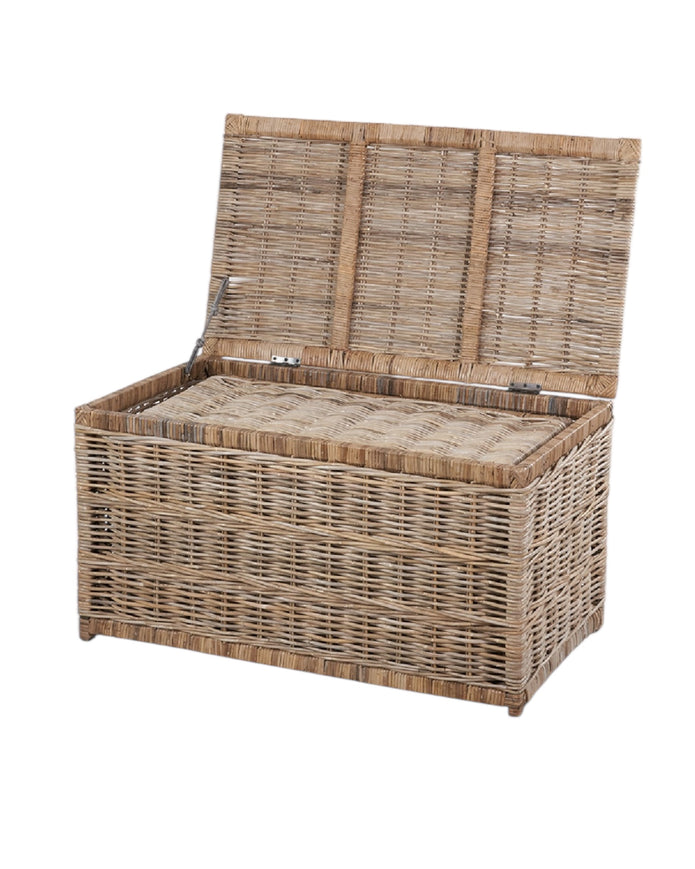 Natural Kubu rattan basket storage trunk from Pacific Lifestyle Ltd, featuring woven rattan design for stylish organization.