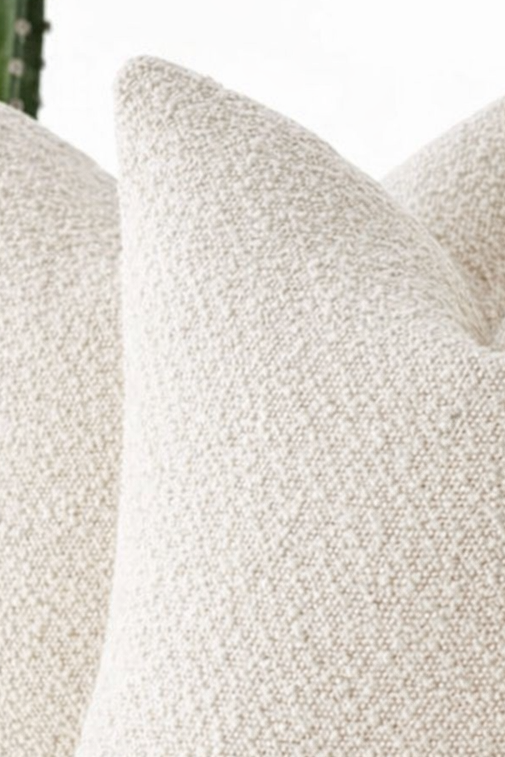 Cream boucle cushion cover from Starlight Express, soft furnishings with textured fabric, decorative for sofa or bed decor.