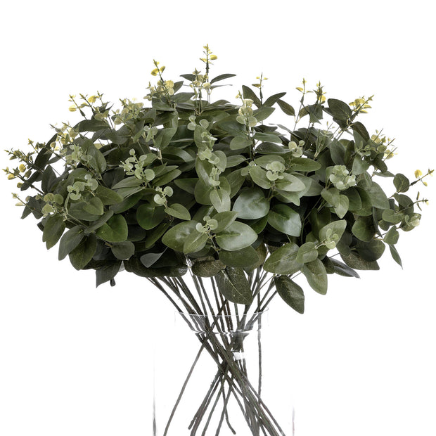 Artificial variegated foliage leaf stem from Hill Interiors, realistic green and white plant stem for decorative arrangements.