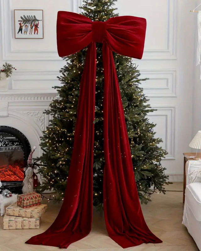 Huge Tree Topper Burgundy Velvet Bow