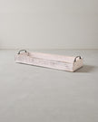 White wooden handled tray for home decor by Starlight Express, featuring a smooth finish and practical design.