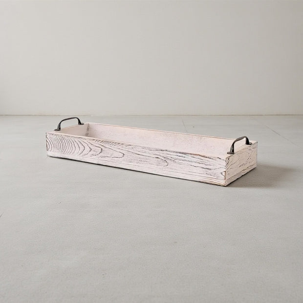 White wooden handled tray for home decor by Starlight Express, featuring a smooth finish and practical design.