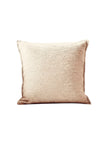 Beige textured square linen cushion cover by Malini, soft furnishings accessory with a stylish, tactile fabric finish.