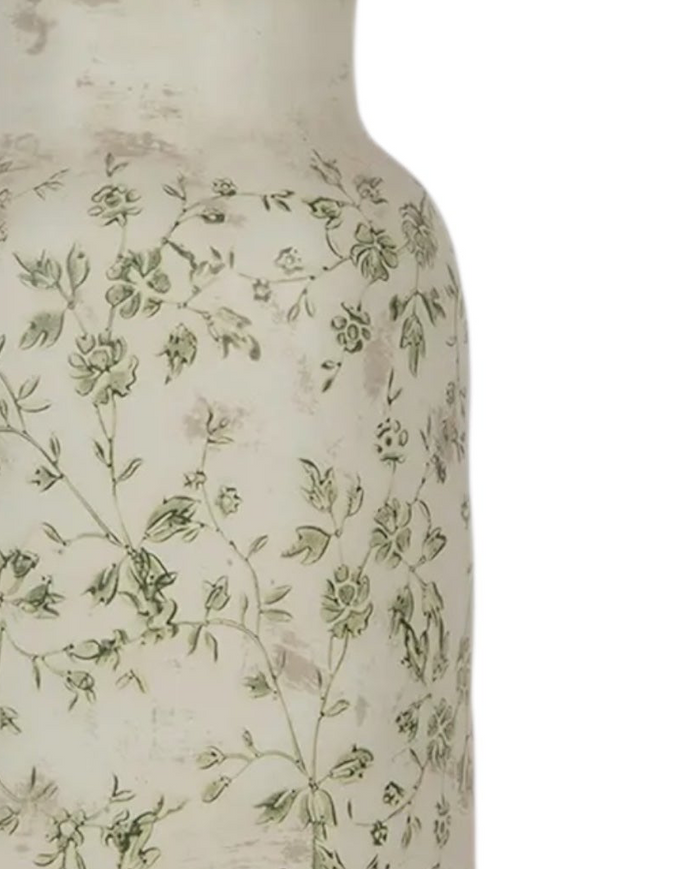 Green and white ceramic flower vase by Clayre & Eef, featuring a decorative home décor piece with floral design.