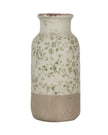 Green and white ceramic flower vase from Clayre & Eef, designed for home décor, featuring a floral pattern and elegant shape.