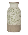 Green and white ceramic flower vase by Clayre & Eef, featuring a decorative floral design, suitable for home décor.