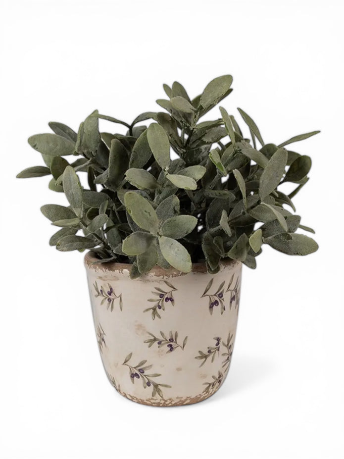 Extra large beige ceramic olives plant pot by Clayre & Eef, ideal for home decor with a stylish olive motif design.