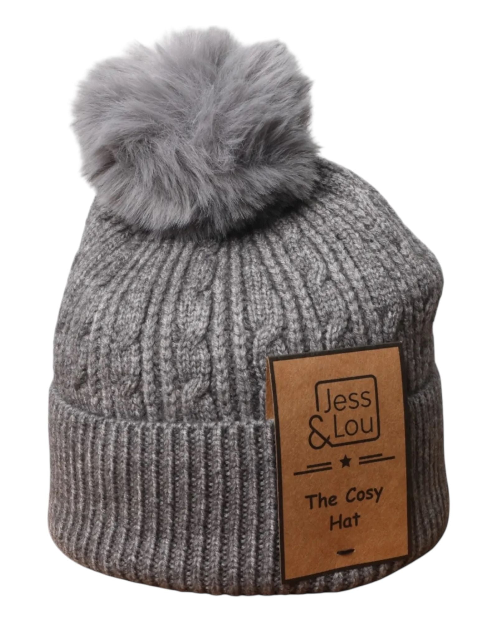 Charcoal Grey Unisex Cable Bobble Hat